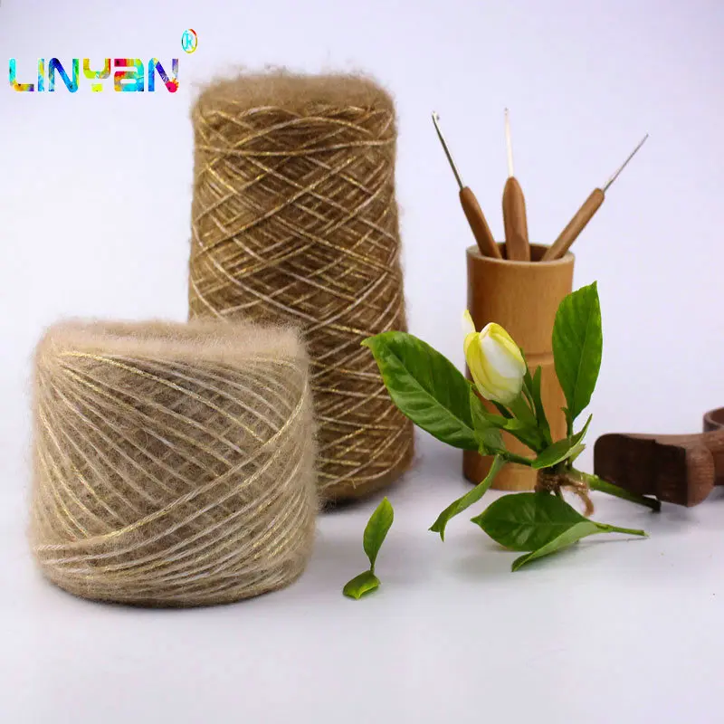 

Mohair metallized thread yarn coarse mercerized yarn knitting yarn crochet Gold and silver thread t4