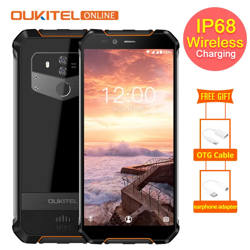 

Oukitel WP1 IP68 Waterproof Wireless Charging 5.5"Inch 18:9 Android 8.1 4GB 64GB 5000mAh MTK6763 Octa Core Tri-proof Smartphone