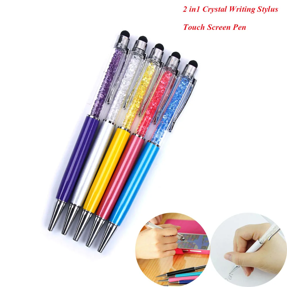 

2 in 1 Crystal Ballpoint Pen Fashion Creative Stylus Touch Pen for Writing Stationery Office & School Pen Ballpen