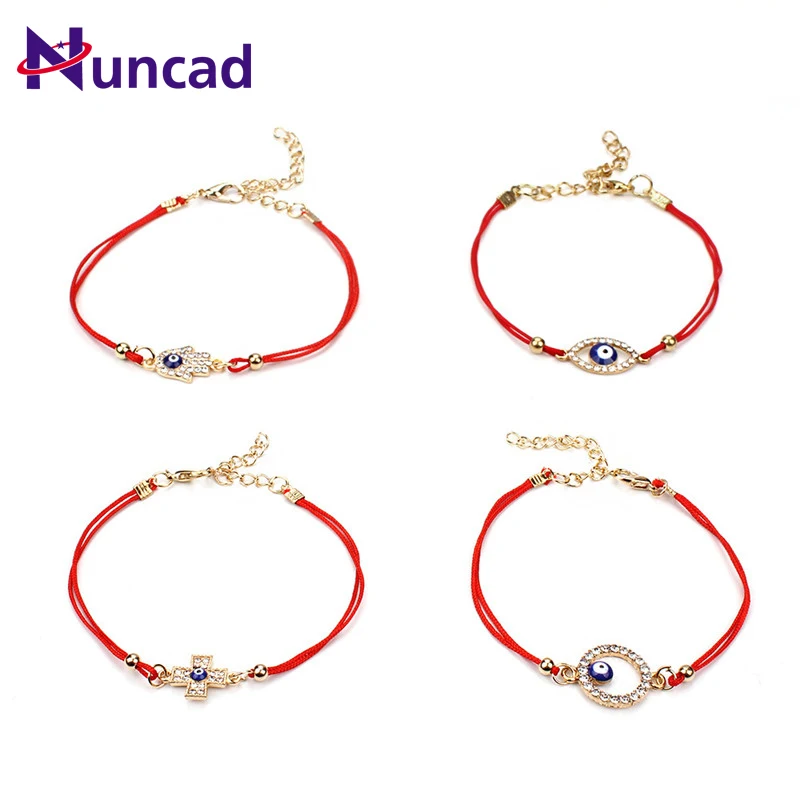 

2017 New Turkish Evil Eye Hand Bracelet Simple Charm Lucky Bracelet Cross Bangle Adjustable Red Rope Bracelet