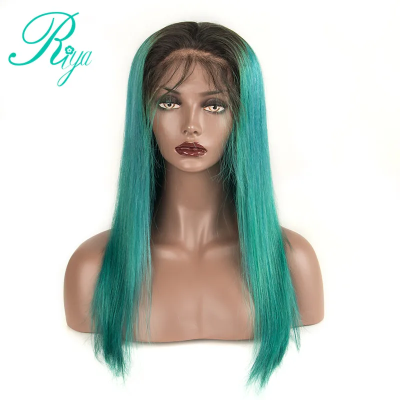 1B green human hair wig (1)
