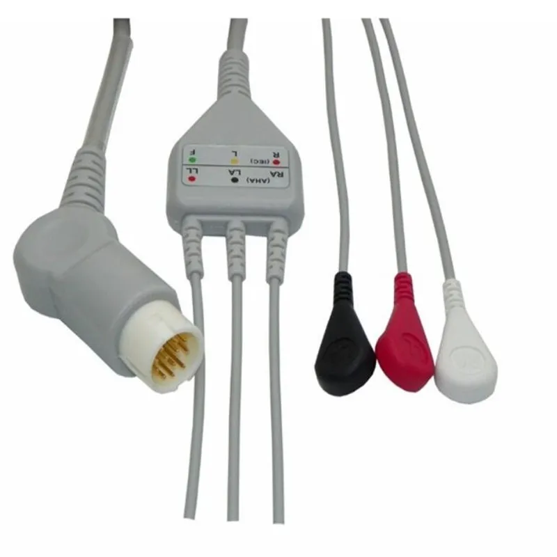 Совместим с Philips/HP 12Pin MP20/30/VM6 монитор пациента кабель ЭКГ цельный тройной провод