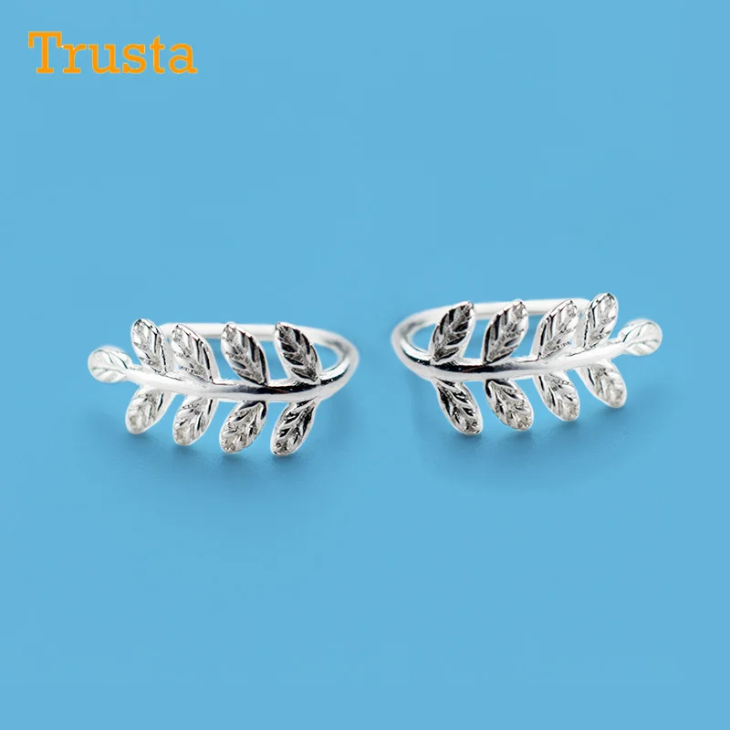 

Trusta 100% 925 Real Sterling Silver Nice Leaves Shape Silver Earrings For Women Earring Sterling-silver-jewelry Brincos DS595