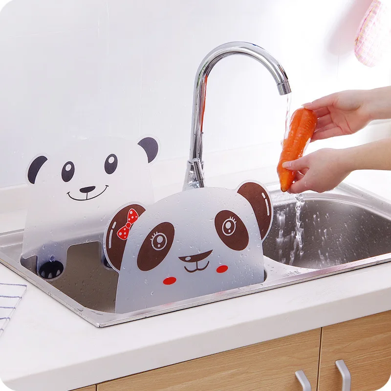 250pcs/lot Cute Panda Sucker Flap Sink Splash Water Impermeable Retaining Plate Splatter Screen Water Wash Basin Kitchen Tools