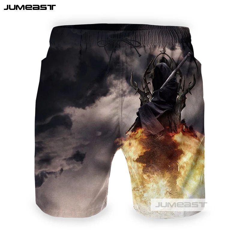 

Jumeast Brand 3D Printed Cool Skull Men/Women Short Pants Funny Death Loose Size Short Novelty Men Shorts Beach Cross Sickle