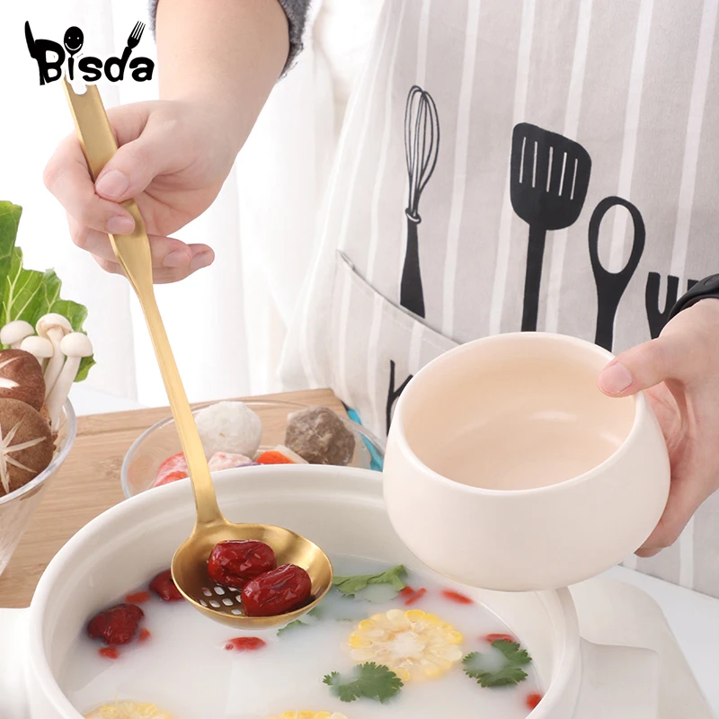 1 Piece Long Handle Soup Colander Stainless Steel Cooking Tools Gold Soup Ladle Kitchen Gadgets Wall Hanging Skimmer Strainer 1 Piece Long Handle Soup Colander Stainless Steel Cooking Tools Gold Soup Ladle Kitchen Gadgets Wall Hanging Skimmer Strainer