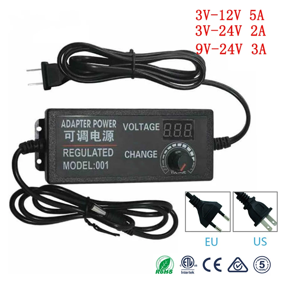 

Adjustable AC To DC 3V 9V 12V 24V Universal Power Adapter Supply Display Screen Power Switching Charger Adatper 3 9 12 24 V Volt