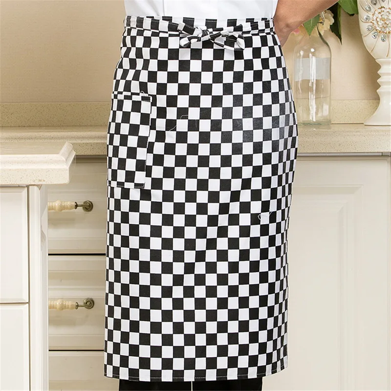 Wholesale price Women's Striped Kitchen Apron Men's Useful Cooking Grid Adjustable Chef Accessories Kitchen Apron new coat chef