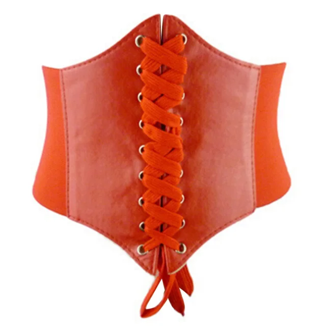 Sexy Women PU Leather Body Shaper Lace Up Trainer Waist Cincher Corset