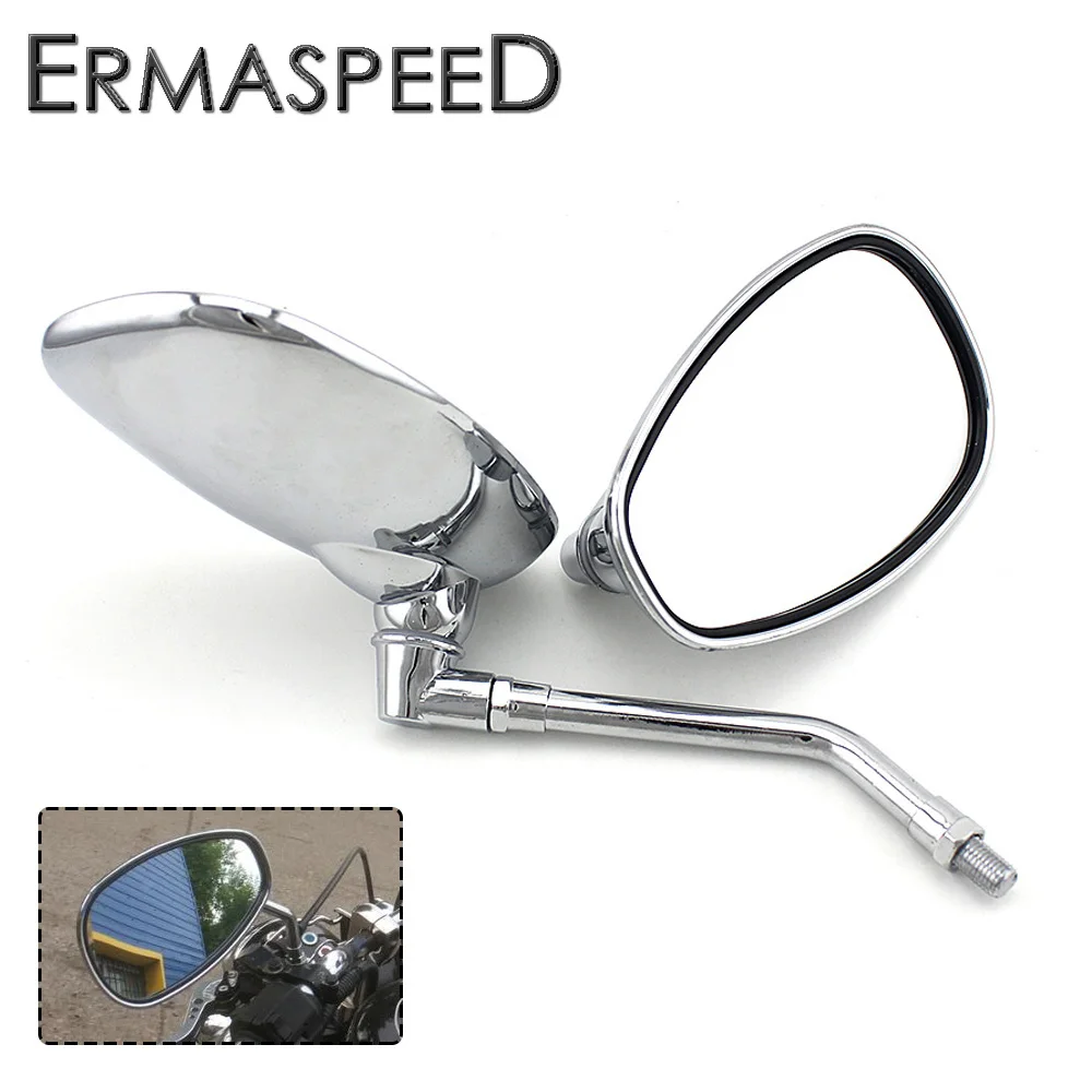 Motorcycle Mirrors 10mm Universal Rear View Mirrors Oval Street Bike Side Mirror for Honda Suzuki Piaggio Ducati Aprilia Chopper