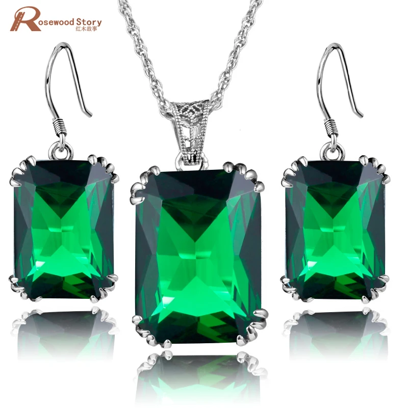New Fashion Green Rhinestone Wedding Jewelry Sets For Brides Prom Party