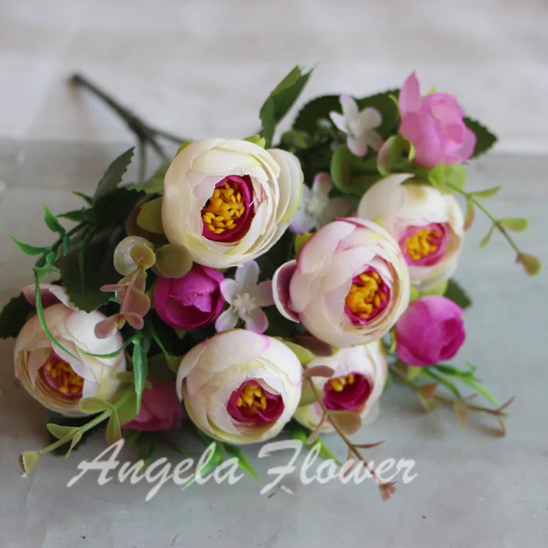 Ромео чайная Роза семь цветов Свадебные Flwoers гостиная спальня может положить Моделирование цветы - Цвет: Фиолетовый