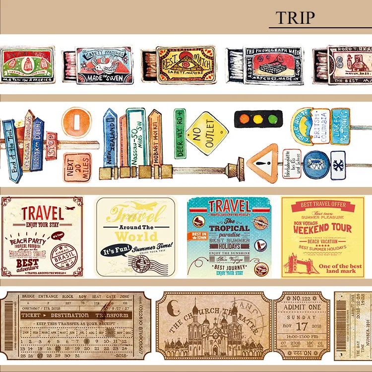 

38/40mm*10m Vintage Travel memory Guidepost old Stub Decoration Washi Tape DIY Planner Diary Scrapbooking Masking Tape Escolar