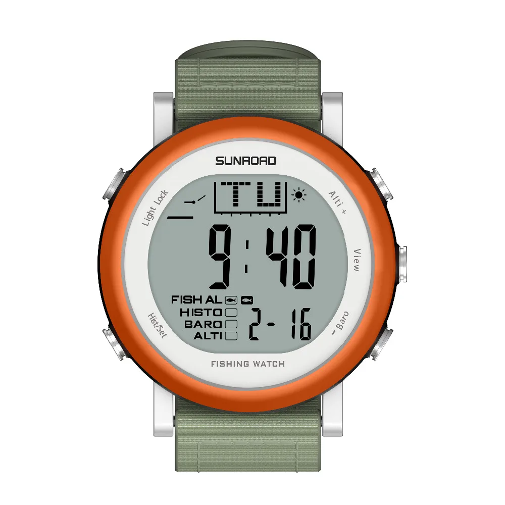 

SUNROAD Men's Sports Digital Watch Weather Forecast 5ATM Waterproof Altimeter Barometer Thermometer Fishing Watches (Orange)