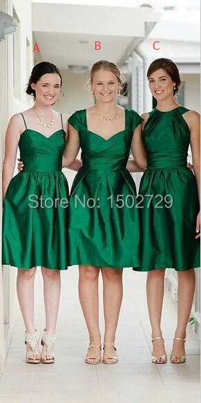 Knee Length Emerald Green Bridesmaids Dresses