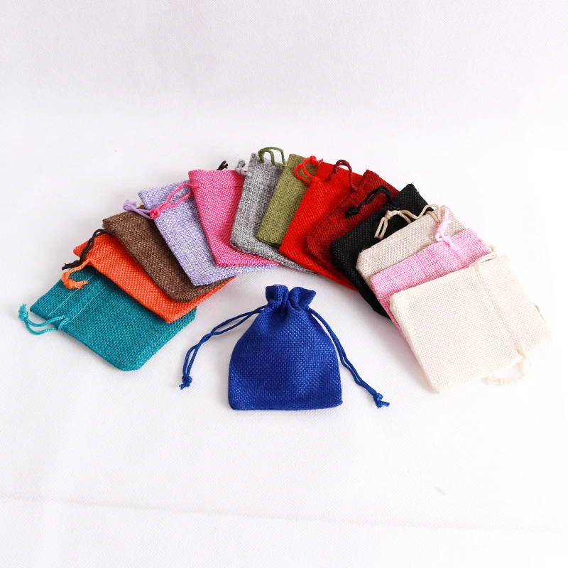 10 шт./лот мини 7x9 см ювелирные упаковочные сумки джутовые мешки со шнурком сумки для конфет подарки закуски ювелирные упаковочные сумки оптом