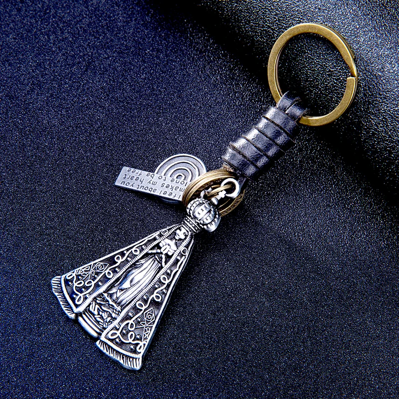

Metal figure prince queen girl pendant suspension leather keychain Cute car key chain ring cover women bag handbag purse charms