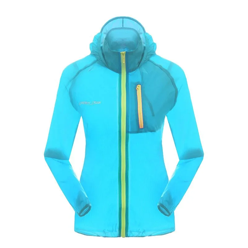 Women Green Raincoat Jacket Cycling Running Camping Hiking Anti-UV Jacket Windproof and Water-resistant Cycling Windbreak