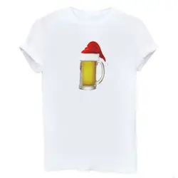 SexeMara женские забавные Beery Рождество пиво футболка с круглым вырезом модные милые футболки