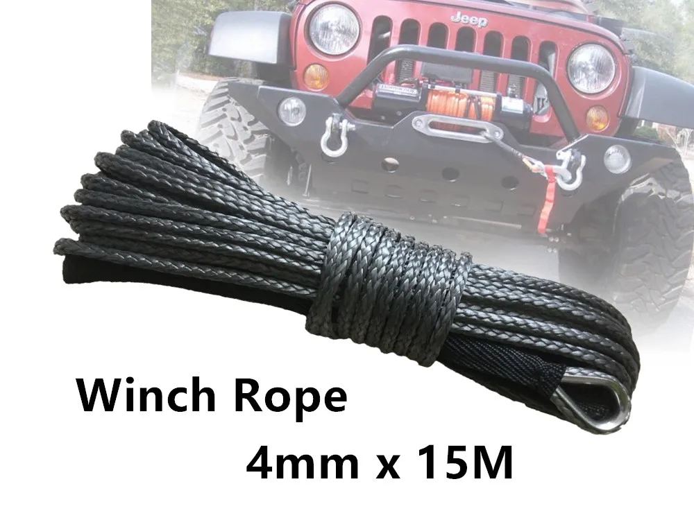 Синтетический трос лебедки 4 мм x 15 м из UHMWPE Аксессуары для автомобилей