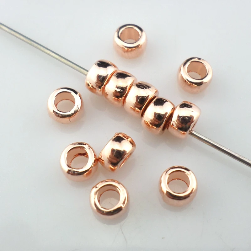 

120pcs Alloy Rose Gold Smooth Round Rings Loose Charm Spacers Beads 3x5mm Jewelry Beading Findings