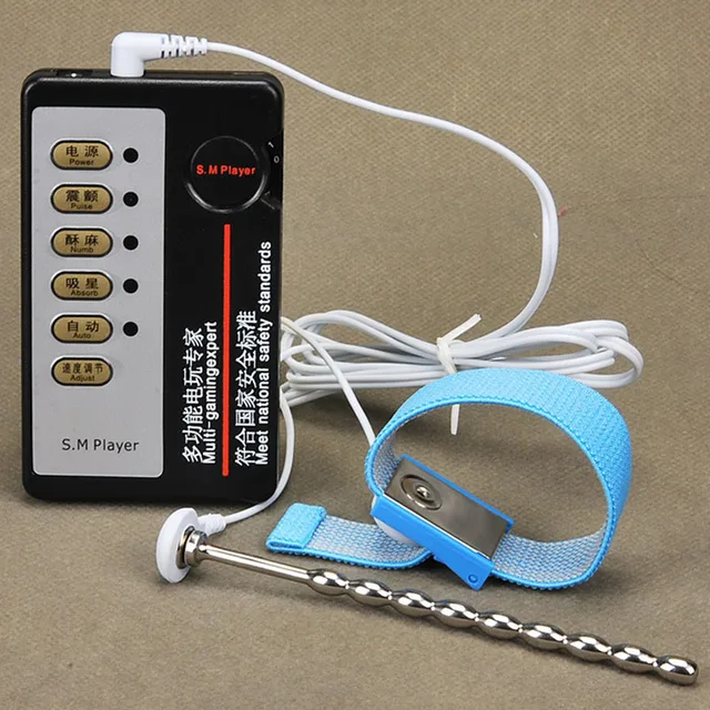 Stainless steel urethral sounds penis ring electro shock stimulation