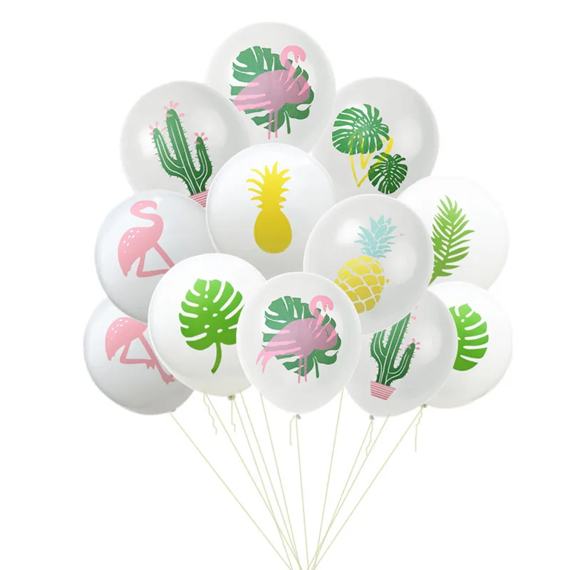 

12 Inch Flamingo Cactus Pineapple Balloon Round Animal Pattern Balloons Pink Flamingo Latex Ballon Flamingo Hawaiian Party Decor