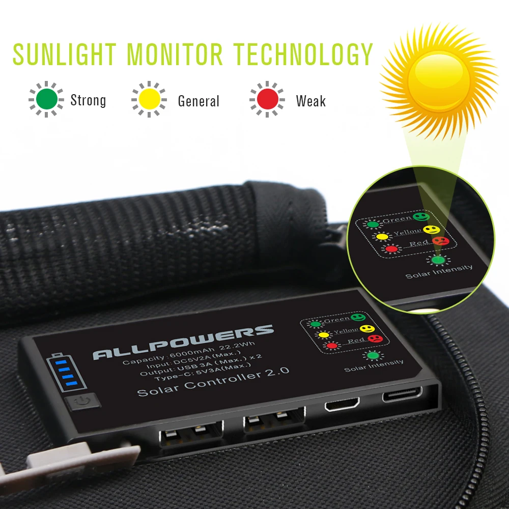 ALLPOWERS Newest Solar Panel Charger Rechargeable Solar Charger 6000mAh for iPhone 6 6s 7 7plus 8 iPhone X Huawei Xiaomi Samsung ALLPOWERS Newest Solar Panel Charger Rechargeable Solar Charger 6000mAh for iPhone 6 6s 7 7plus 8 iPhone X Huawei Xiaomi Samsung