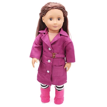 

Doll clothes Purple overcoat suit toy accessories fit 18 inch Girl doll and 43 cm baby doll c50