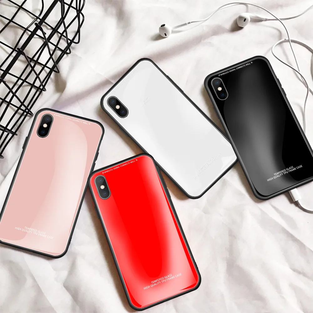 

JUSFYU luxury Plating Edge glass Case For iPhone 7case For iPhone XR Case 6 8 plus Back Tempered Glass for iPhone XS MAX Cover