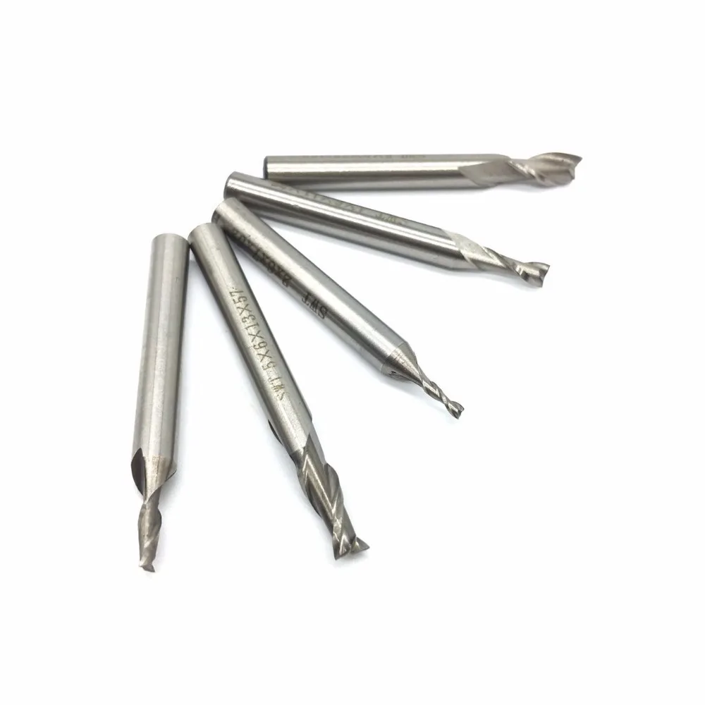 

5pcs/set 2/3/4 Flutes Diameter2 3 4 5 6mm HHS Mill Router Bit Set Wood Drill Bits Straight Shank Carbide End Milling CNC Cutter