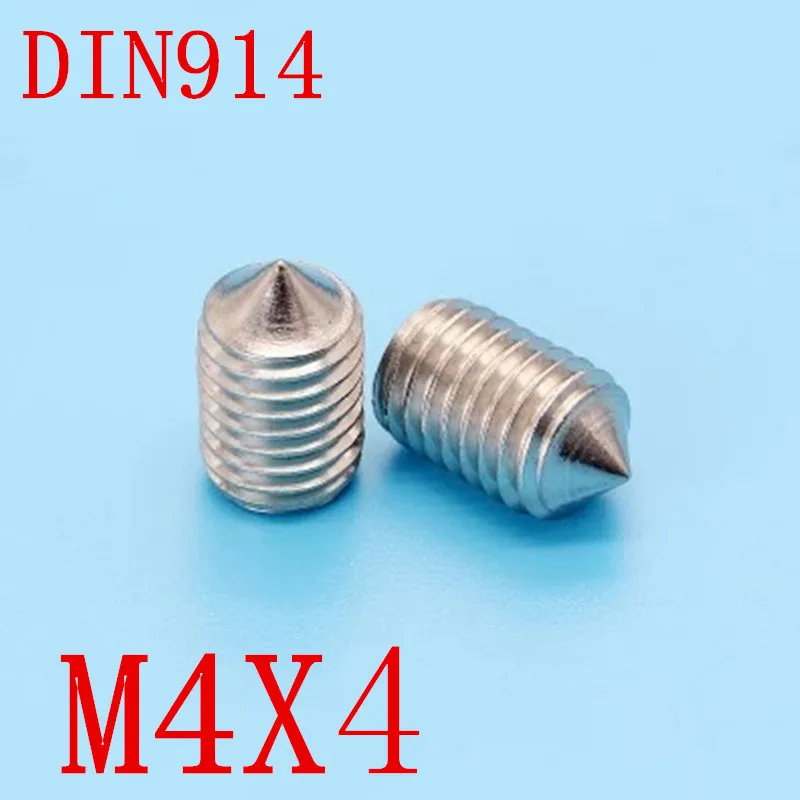 1000pc DIN914 m4x4 M4*4 Stainless Steel Metric Thread Grub Screws Cone