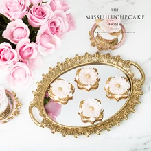 Старинное украшение для торта Золотая зеркальная стеклянная подставка для кексов держатель ароматизатора зеркальный поднос для макияжа Свадебная вечеринка домашнее ремесло