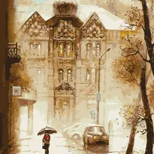 DIY цифровая картина с церковью, акриловая живопись, Декор для дома, Раскраска по номерам, ручная роспись, холст, картина маслом, AOP038