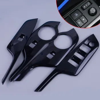 

beler 4pcs Car Door Handle Window Lift Button Trim Left Hand Drive Inner Door Armrest Cover For Toyota C-HR CHR 2016 2017 2018
