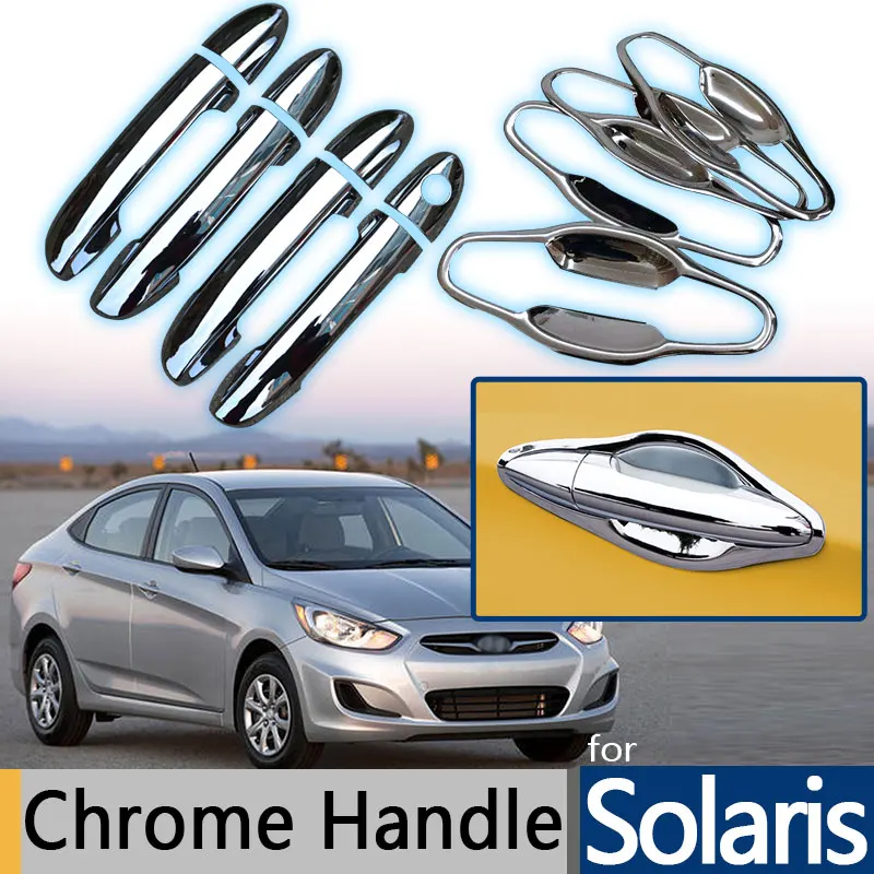 Для Hyundai Solaris Accent Verna 2010-2015 хромированная отделка дверные ручки Чехлы 2011 2012 2013 2014