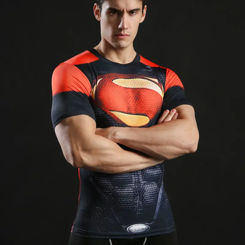 Футболка pour hommes Compression Haut gym super heros Мстители Marvel Muscle|Футболки| |
