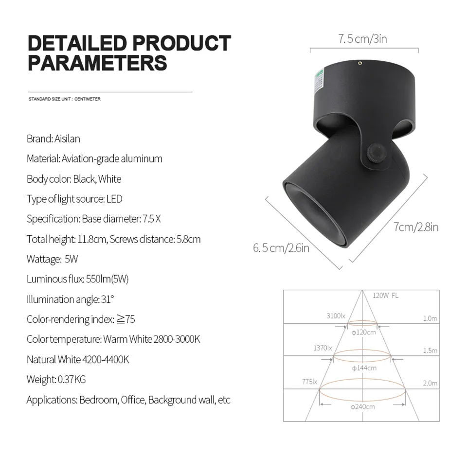 Conduziu a Lâmpada do Teto Luz de Fundo Aisilan Ponto Downlight Superfície Montado Cob Ajustável 180 Graus Foyer Quarto Luz 11 Cheap Luzes de teto