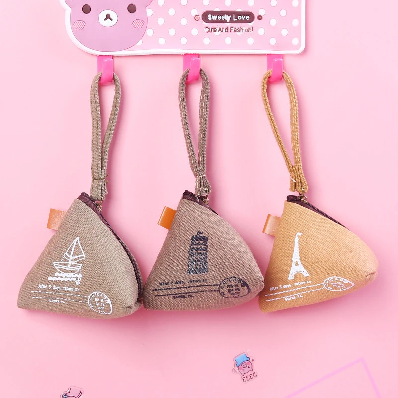 

Canvas Change Bag Compact Korea Cute Durable Light Creative Retro Tweezers Storage Bags Coin Bag Custom Printed Logo