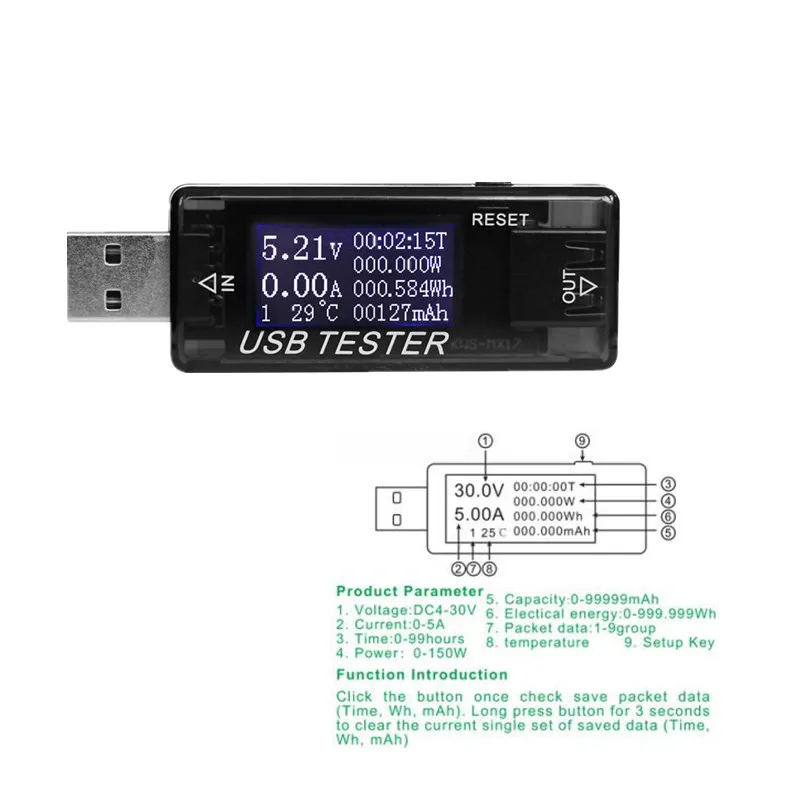 USB тестер 8 в 1 вольтметр измеритель тока напряжения зарядное устройство скидка