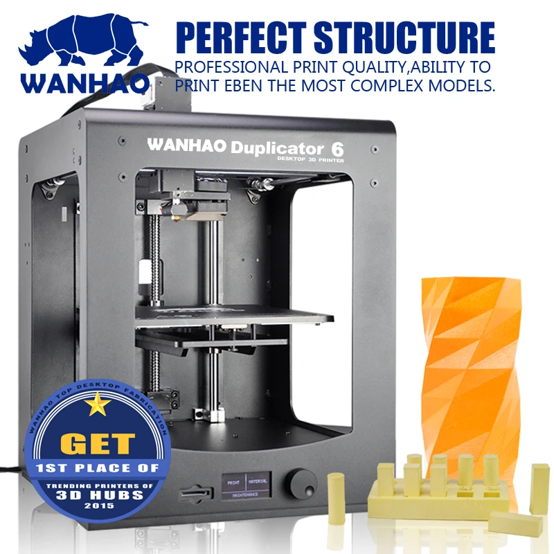 WANHAO 2016 new style Dupalictor6 3d printer with LCD screen mental frame pulley version 1kg filament