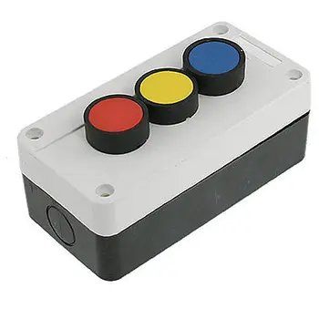 

Ui 600V 10V 6KV Blue Red Yellow Flat Cap Push Button Momentary Switch Station