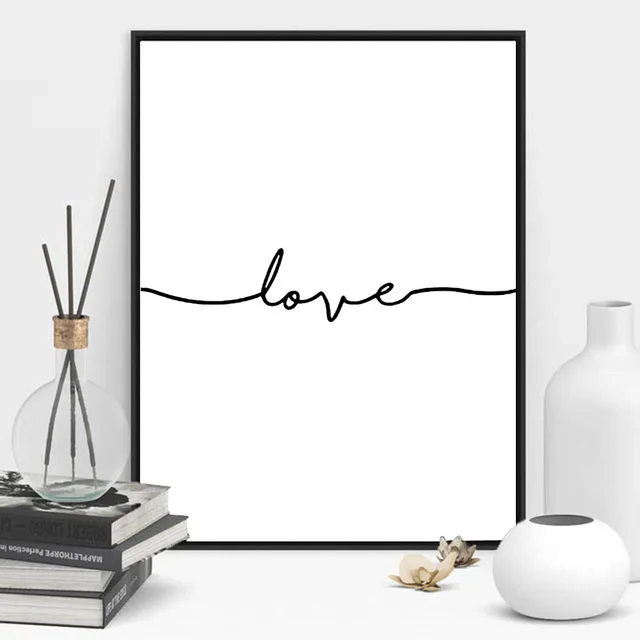 

Print Nordic Poster Love Sign Word Art Black and White Poster Wall Art For Kids Room Unframed