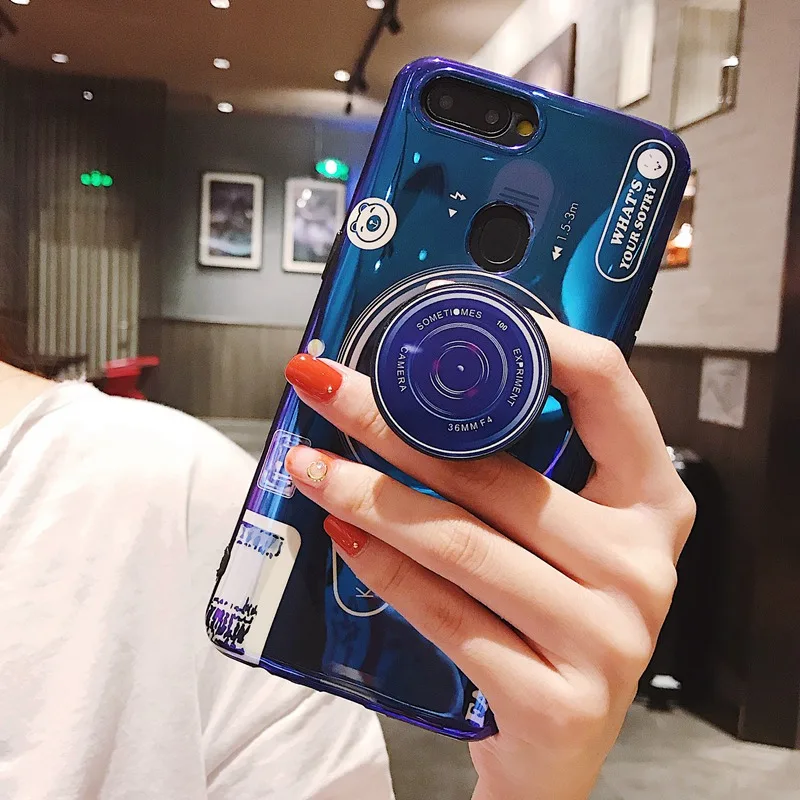 Для OPPO A5 A3S Realme C1 Find X F9 Pro A7X 2 Международный чехол синий луч + подставка |