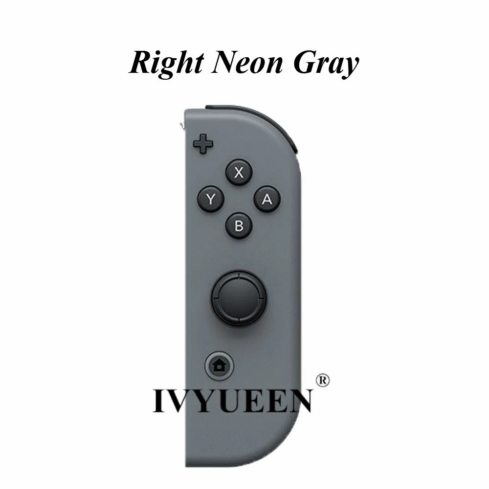 Чехол-накладка IVYUEEN для Kind Switch NS Joy Con с корпусом, зеленый, желтый, розовый, левый/правый джойстик, чехол для контроллера, аксессуары для игр - Цвет: Right Neon Gray