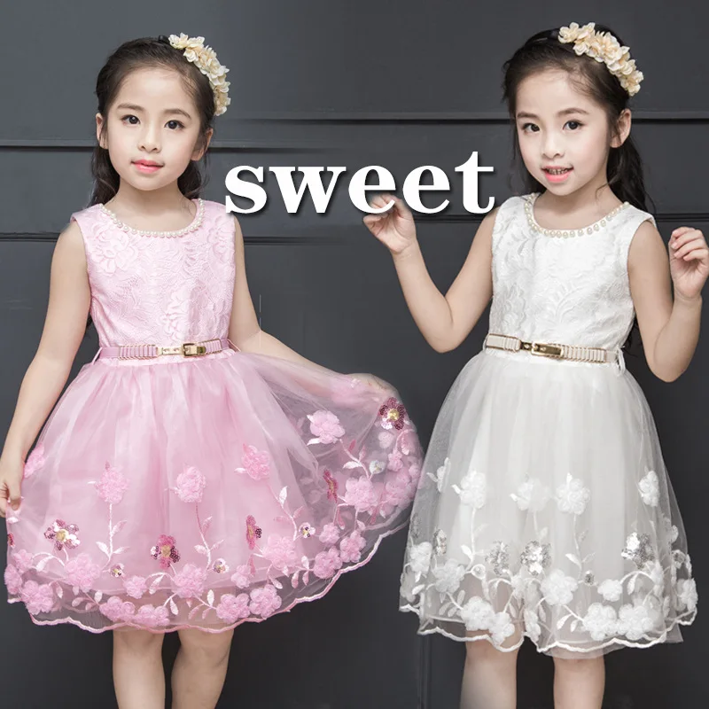 Lace Girl Clothing Princess Dress Kid Baby Party Wedding Pageant Formal Mini Cute White Dresses Clothes Baby Girl For Cute Girl