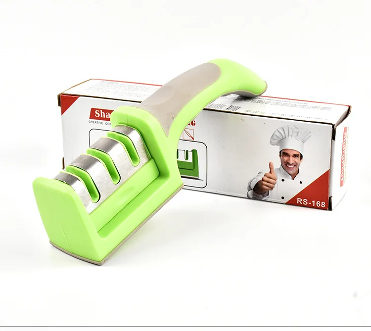 Точилка для кухонных ножей инструменты точилка для ножей Профессиональная точилка для ножей из нержавеющей стали Острый шлифовальный инструмент гаджеты для дома - Цвет: Зеленый