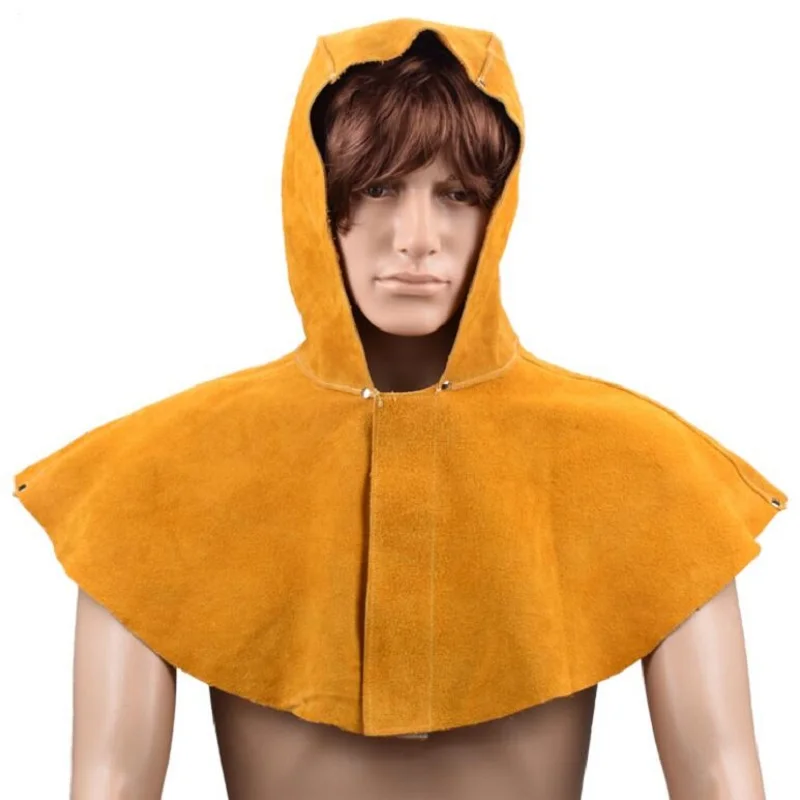 Wear-resistant Cowhide Welding Hat Cloak of Welder Clothing High Temperature Resistant Welder Working Head Shoulder Protective