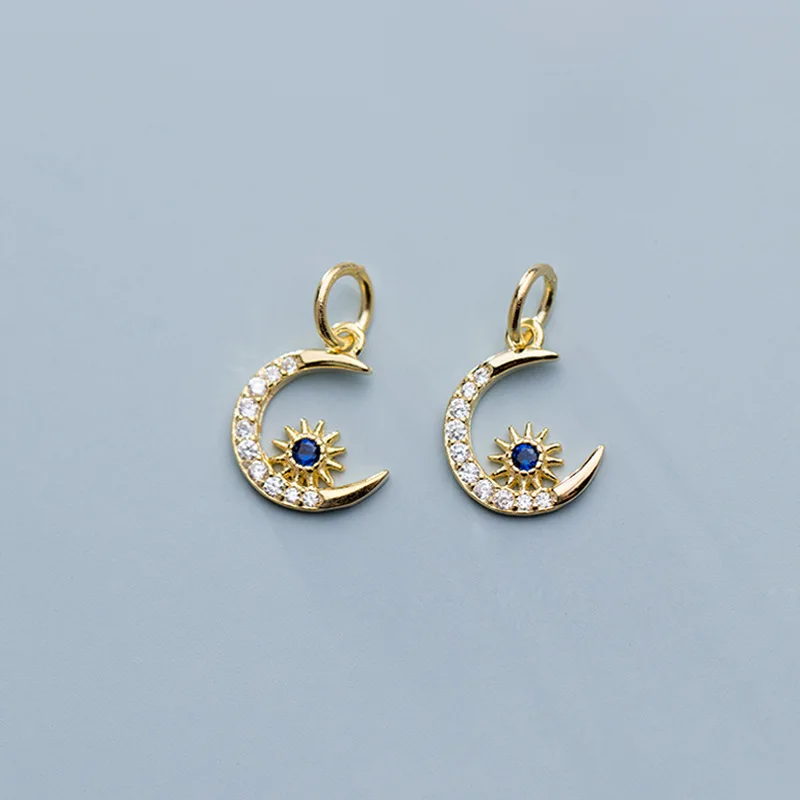 gold 1pcs Красивые 925 пробы серебряные AAA циркониевые блестящие Подвески ручной работы S925 серебряная Луна Висячие Подвески DIY ювелирные аксессуары Поставщик - Окраска металла: gold 1pcs