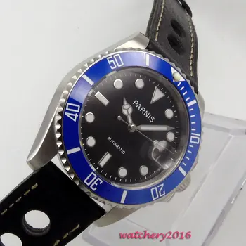 

40mm parnis Black dial ceramic bezel Stainless Steel Case Hot Sapphire Glass Luminous Marks automatic mechanical mens Watch